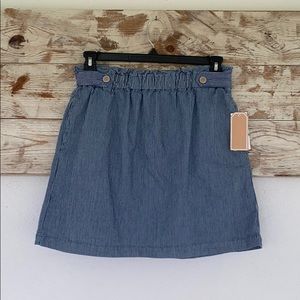 Blue and white stripe high waist mini skirt